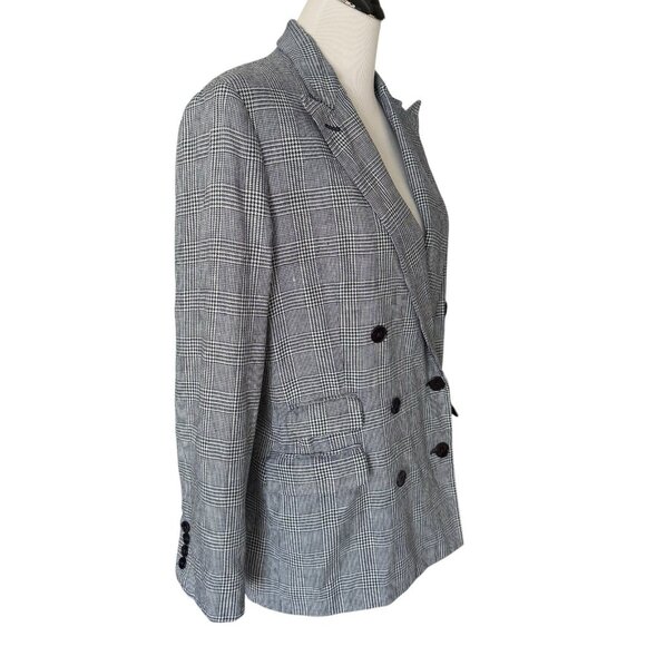 VTG Lauren Ralph Lauren Blazer Linen Plaid Academia Houndstooth Double Breasted - Picture 5 of 16